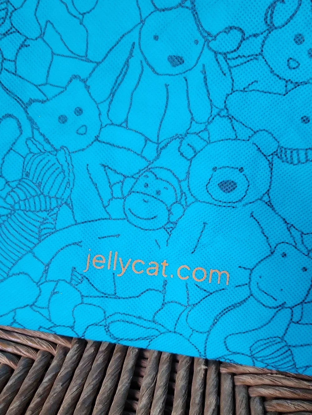 Jellycat Turquoise Drawstring Toy Bags with Orange Cords